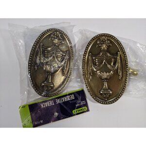 Vintage Pair of Curtain Tiebacks Golden Urns Plaster Resin Stanley NEW OLD STOCK